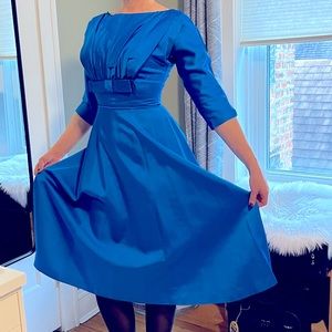 Vintage R&K Originals Blue Silk Cocktail Dress